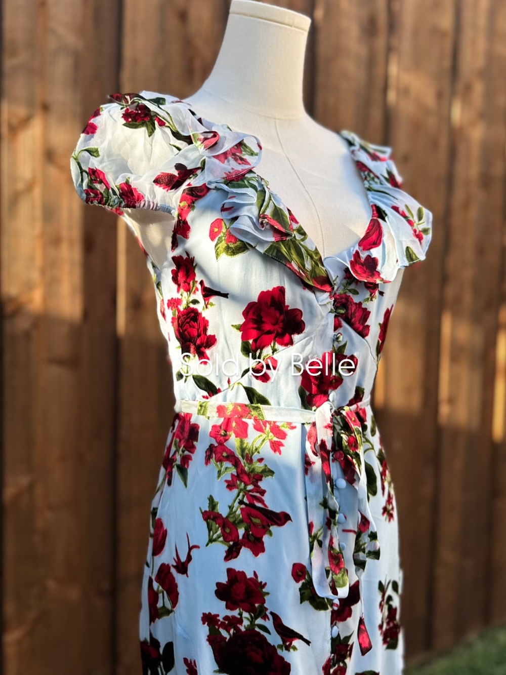 NWT Alice + Olivia Tara Ruffle Dress American Beauty Blue Size 2
